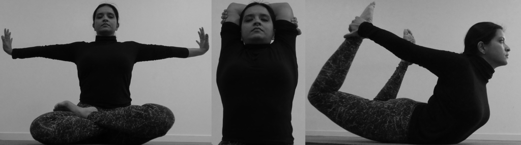Three yoga postures-yoga with raj- Fontainebleau.